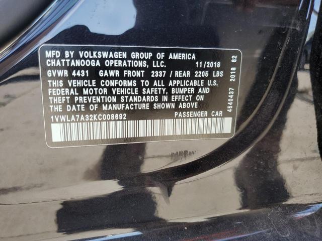 2019 VOLKSWAGEN PASSAT WOL - 1VWLA7A32KC008692