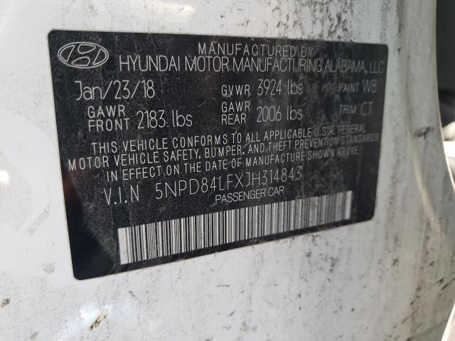 2018 HYUNDAI ELANTRA SE 5NPD84LFXJH314843
