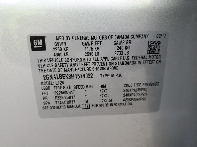 2017 CHEVROLET EQUINOX LS 2GNALBEK8H1574032