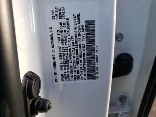 2021 HONDA PASSPORT T 5FNYF8H90MB019139
