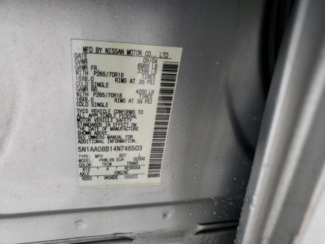 5N1AA08B14N746503 Nissan ARMADA SE