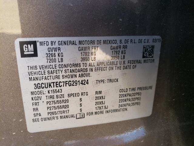 2015 CHEVROLET SILVERADO 3GCUKTEC7FG291424