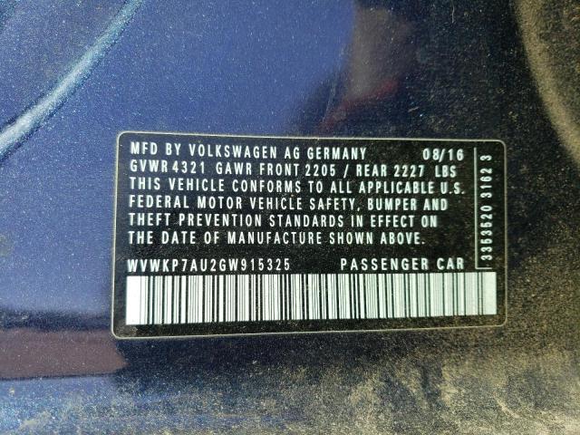 2016 VOLKSWAGEN E-GOLF SE - WVWKP7AU2GW915325