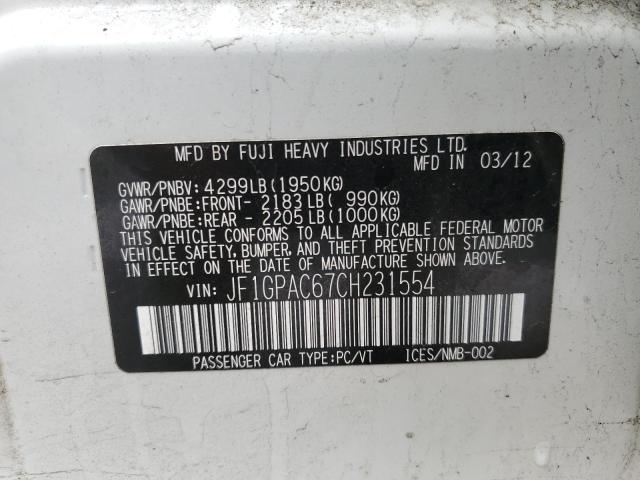 JF1GPAC67CH231554 Subaru Impreza Premium