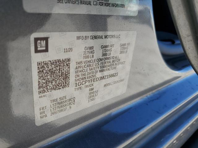 2021 CHEVROLET SILVERADO 1GCPYFED3MZ156623