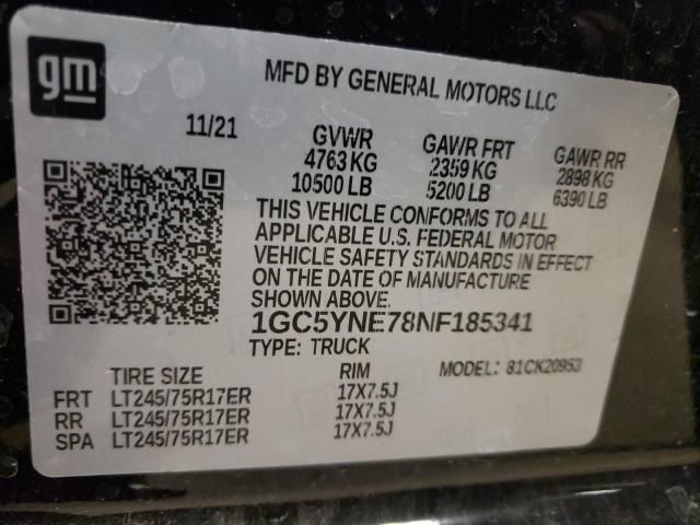2022 CHEVROLET SILVERADO 1GC5YNE78NF185341