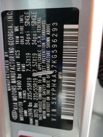 5XYPH4A57KG596293 KIA SORENTO EX