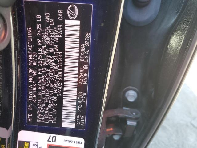 2020 LEXUS ES 300H 58AD21B10LU010441