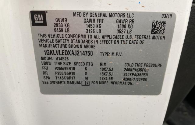 1GKLVLEDXAJ214750 GMC ACADIA SLE