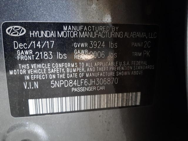 2018 HYUNDAI ELANTRA SE 5NPD84LF6JH306870