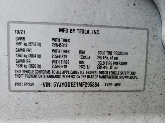 5YJYGDEE1MF295384 Tesla Model Y
