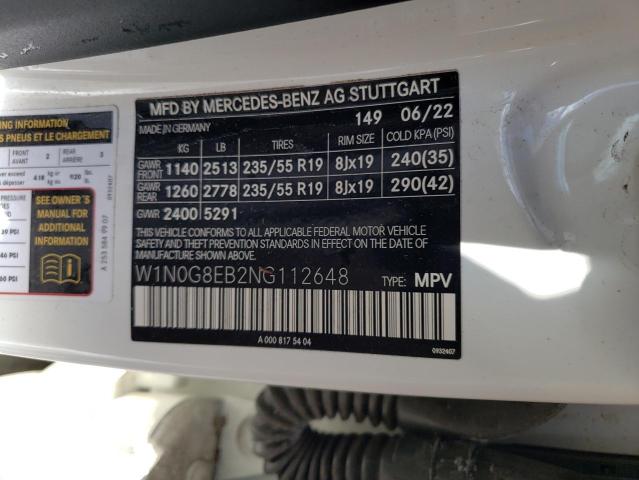 2022 MERCEDES-BENZ GLC 300 4M W1N0G8EB2NG112648