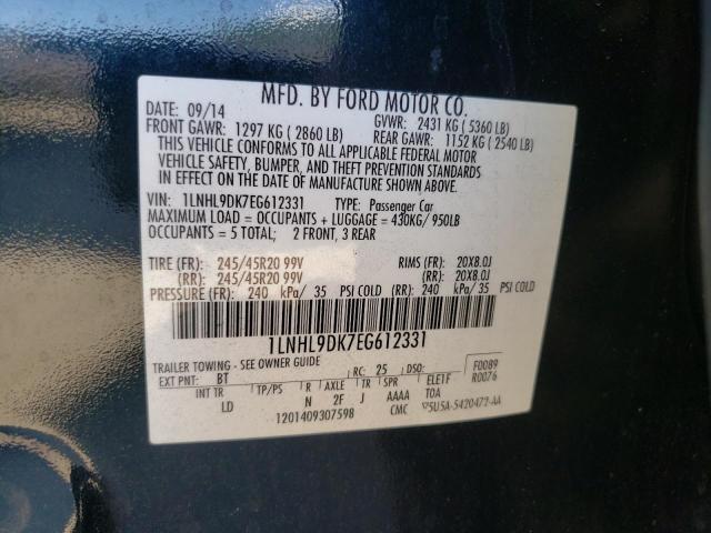 1LNHL9DK7EG612331 Lincoln MKS