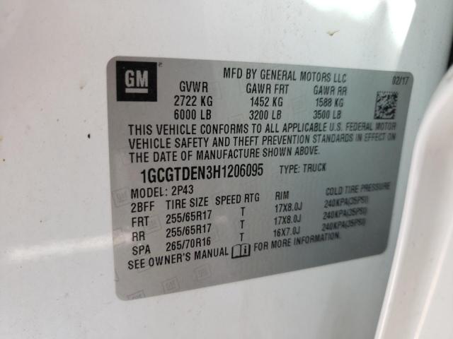 2017 CHEVROLET COLORADO Z 1GCGTDEN3H1206095