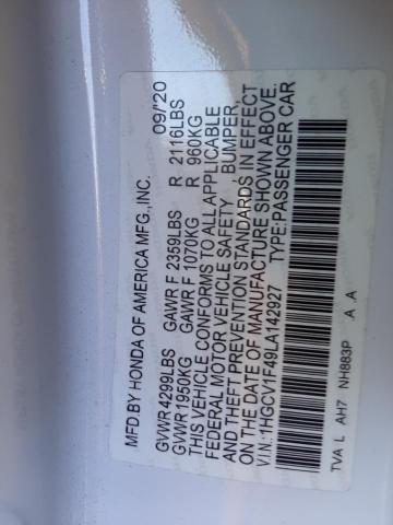 2020 HONDA ACCORD EX 1HGCV1F49LA142927