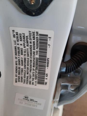 2019 HONDA CIVIC EXL 19XFC1F70KE005933