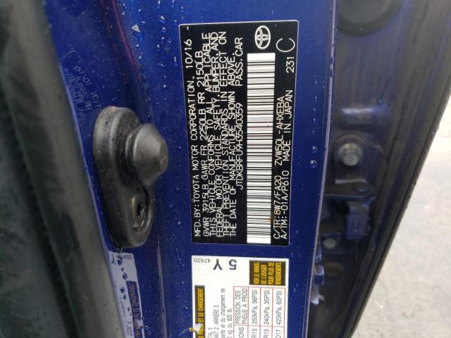 2017 TOYOTA PRIUS JTDKBRFU9H3540359