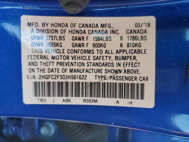 2018 HONDA CIVIC LX 2HGFC2F50JH561622