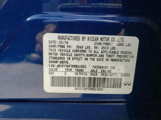 2019 INFINITI Q50 LUXE JN1EV7AP7KM541802