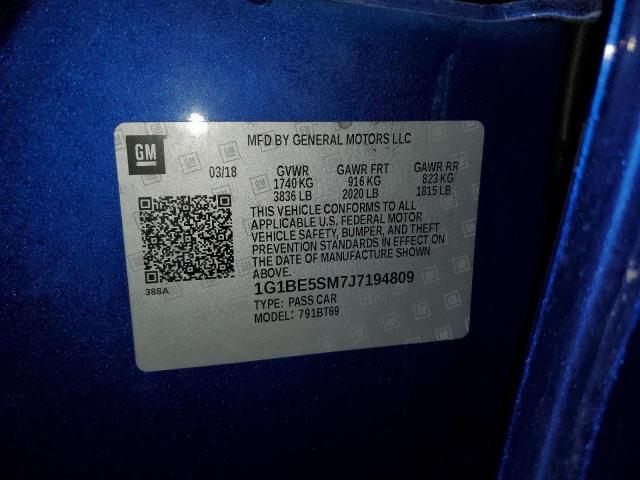 2018 CHEVROLET CRUZE LT 1G1BE5SM7J7194809