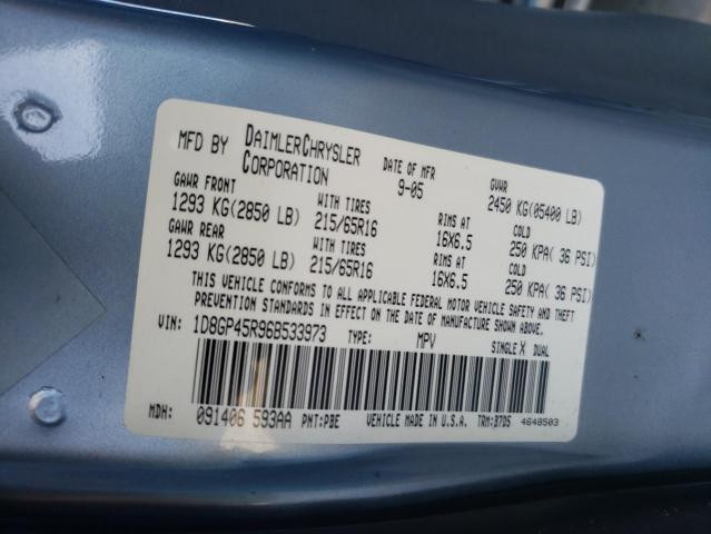 2006 Dodge Caravan VIN: 1D86P45R96B533973 Lot: 75971983