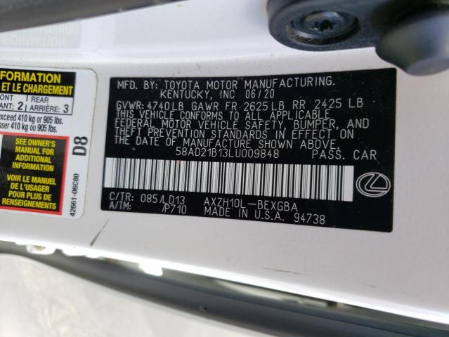 2020 LEXUS ES 300H 58AD21B13LU009848