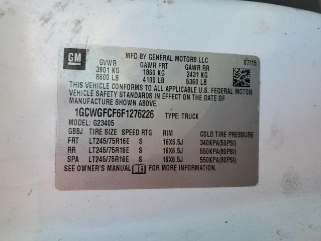 2015 CHEVROLET EXPRESS G2 - 1GCWGFCF6F1276226