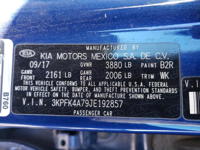 3KPFK4A79JE192857 KIA FORTE LX