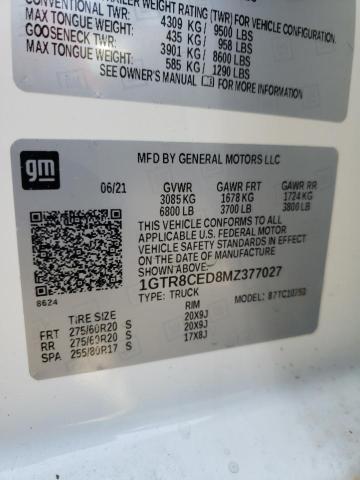 2021 GMC SIERRA C15 1GTR8CED8MZ377027