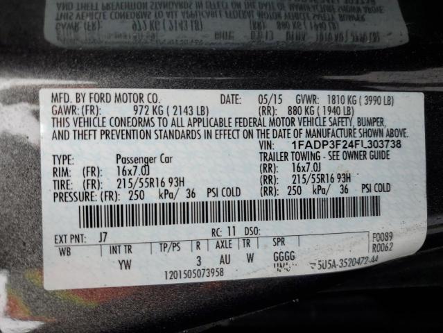 2015 FORD FOCUS SE 1FADP3F24FL303738