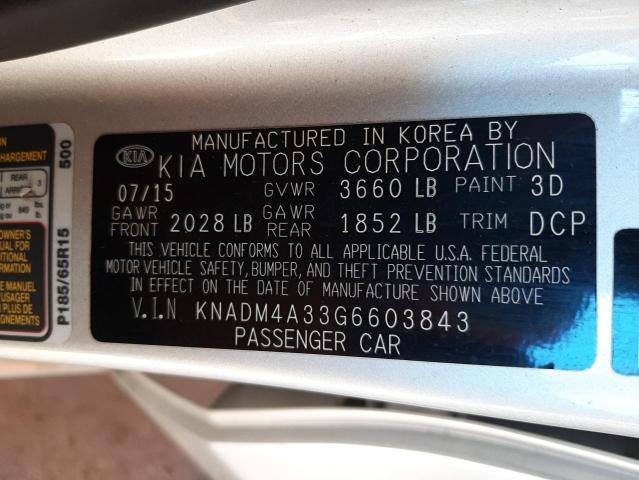 KNADM4A33G6603843 KIA RIO LX