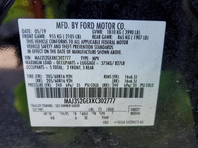 2019 FORD ECOSPORT S MAJ3S2GEXKC302777
