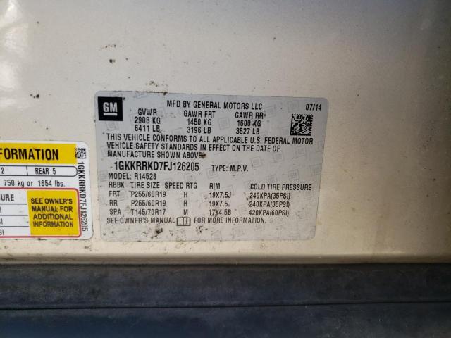 1GKKRRKD7FJ126205 GMC Acadia Slt-1