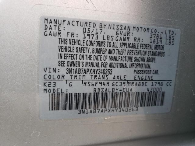 2017 NISSAN SENTRA S 3N1AB7APXHY340263