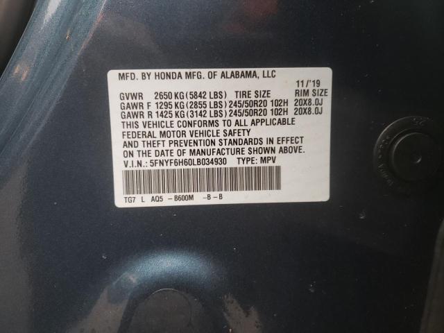 2020 HONDA PILOT TOUR - 5FNYF6H60LB034930