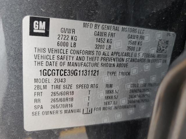 2016 CHEVROLET COLORADO L 1GCGTCE39G1131121