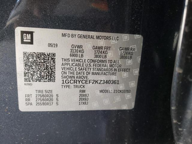 2019 CHEVROLET SILVERADO 1GCRYCEF2KZ340361