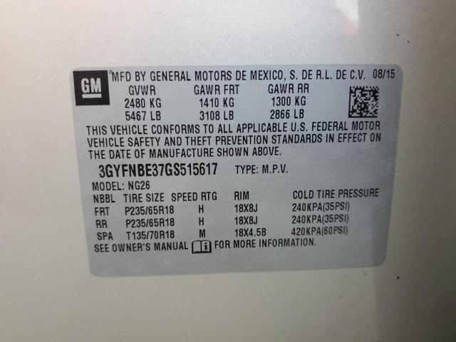 3GYFNBE37GS515617 Cadillac Srx Luxury Collection