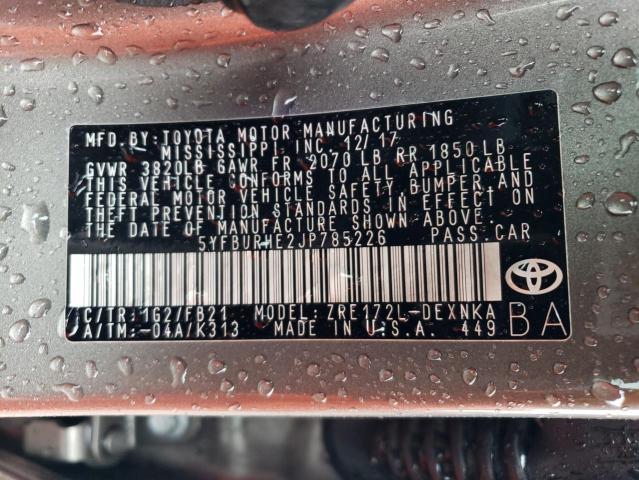 2018 TOYOTA COROLLA L 5YFBURHE2JP785226