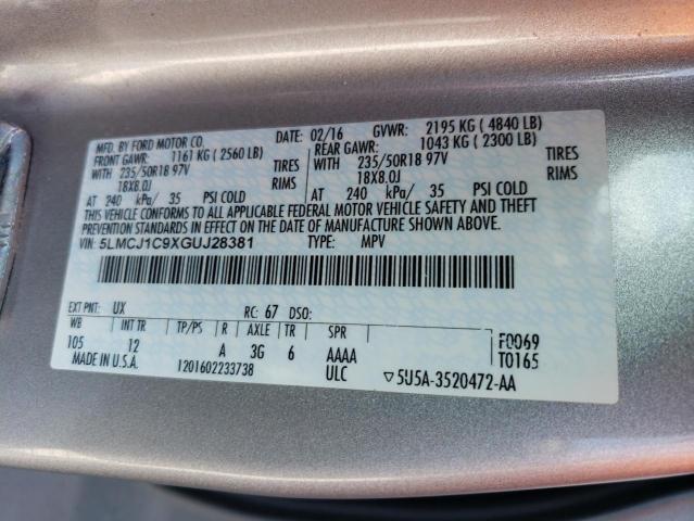 2016 LINCOLN MKC PREMIE 5LMCJ1C9XGUJ28381