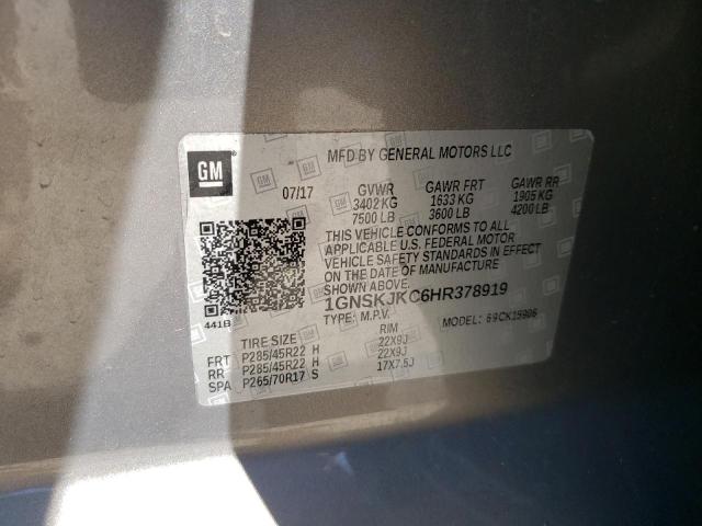2017 CHEVROLET SUBURBAN K 1GNSKJKC6HR378919
