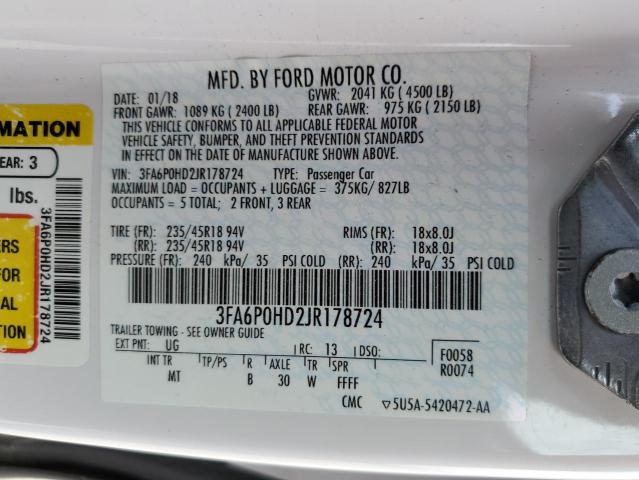 2018 FORD FUSION SE - 3FA6P0HD2JR178724