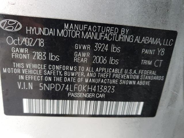 2019 HYUNDAI ELANTRA SE 5NPD74LF0KH413823