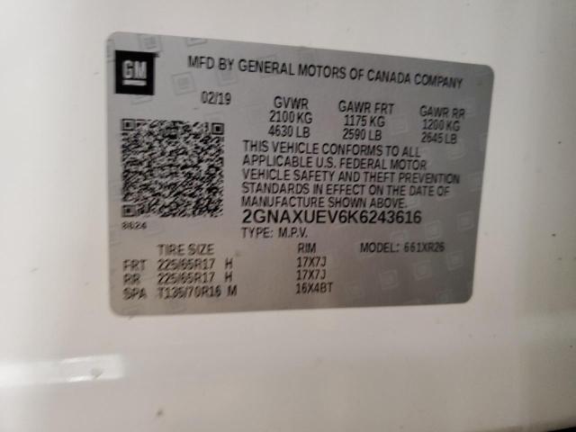 2019 CHEVROLET EQUINOX LT 2GNAXUEV6K6243616