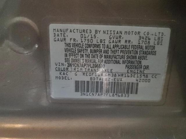 2015 NISSAN VERSA S 3N1CN7AP7FL896833