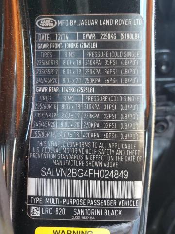2015 LAND ROVER RANGE ROVE SALVN2BG4FH024849