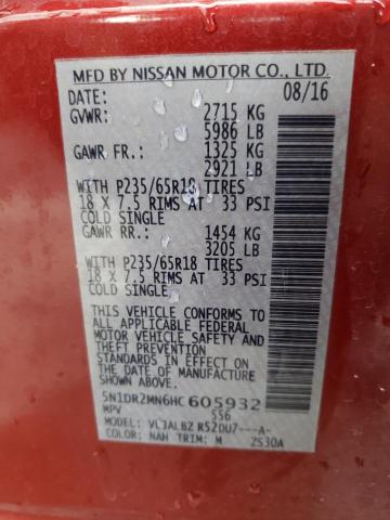 2017 NISSAN PATHFINDER 5N1DR2MN6HC605932