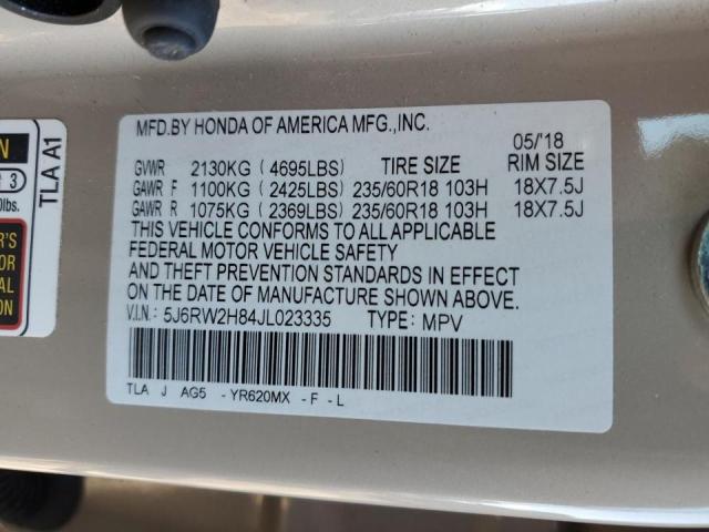 2018 HONDA CR-V EXL 5J6RW2H84JL023335