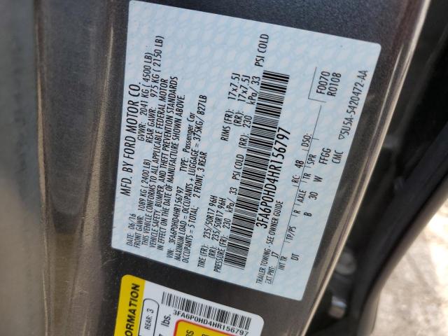 3FA6P0HD4HR156797 Ford FUSION SE