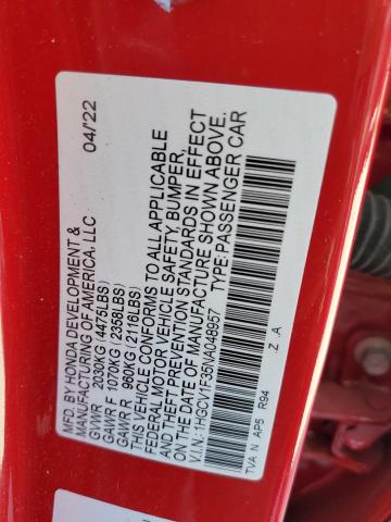 2022 HONDA ACCORD SPO 1HGCV1F35NA048957